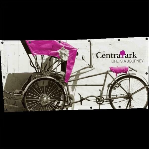 6 x 8 ft. Vinyl Single Sided Hanging Banner - Hemmed with No.3 Grommet, Orbus, Mfr#: 6WX8H-G-ACV-HEM-3G
